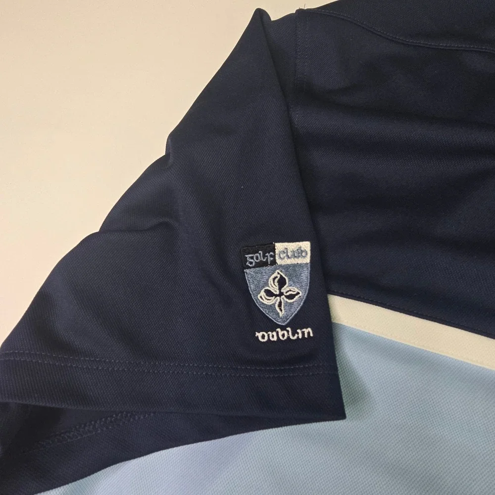 Nike Dri-FIT Golf‎ Polo Shirt Mens XXL Navy Light Blue Dublin Golf Club 723 A-2